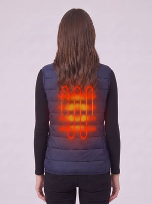 Women's Navy Heated Gilet with a heat zone on the back