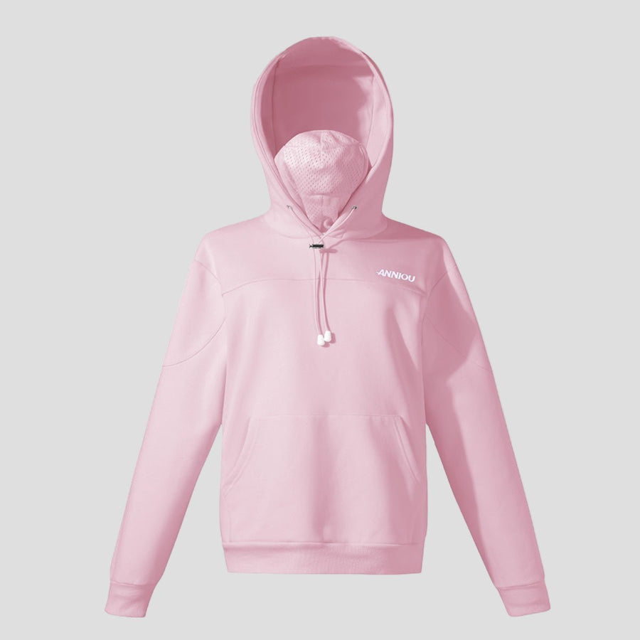 womens pink pullover mask hoodie