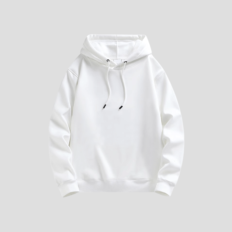 womens white hooded pullstring sweatshirt