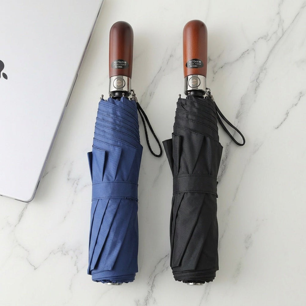 wooden handle windproof automatic umbrella