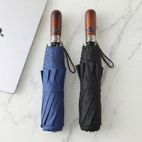 wooden handle windproof automatic umbrella