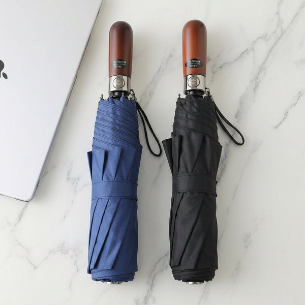 wooden handle windproof automatic umbrella