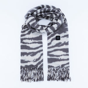 zebra pattern Long Heated Scarve with Fringes
