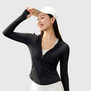 womens black Zip UPF 50+ Hooded Jacket