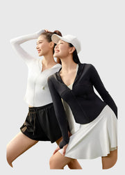 Zip Top UPF 50+ Hooded Jackets in black and white