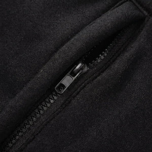 zipper pocket detail of #Black Heated Zip Up Hoodie